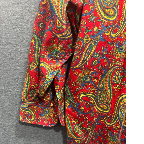 Lauren Ralph Lauren Womens Cotton Paisley Button Down Shirt 3/4 Sleeves Size L - Picture 4 of 7